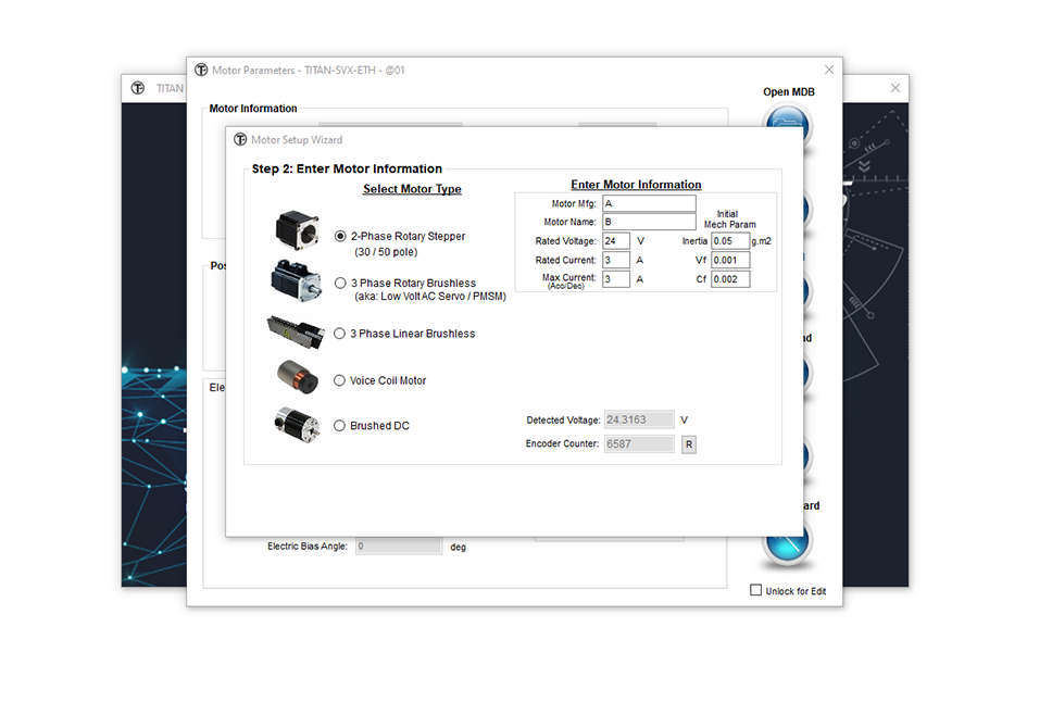 Motor Setup Wizard Enter Motor Info Motor Setup Wizard Enter Motor Info